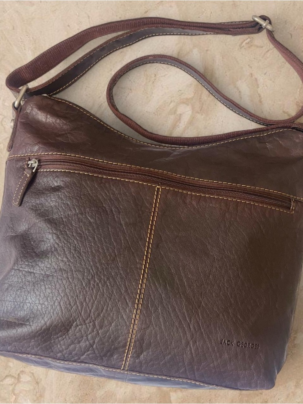 Jack Georges Voyager Collection Leather Crossbody Hobo Bag